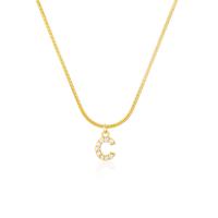 Cubic Zircon Micro Pave Brass Necklace, Alphabet Letter, gold color plated, different styles for choice & micro pave cubic zirconia & for woman, Length:Approx 18.5 Inch, Sold By PC