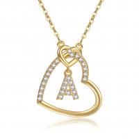 Cubic Zircon Micro Pave Brass Necklace Heart plated & micro pave cubic zirconia & for woman Length Approx 17.7 Inch Sold By PC