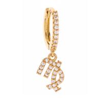 Huggie Hoop Drop Earring Brass gold color plated & micro pave cubic zirconia & for woman Sold By PC