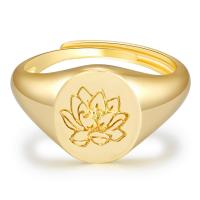 Ring Finger mosiądz, Platerowane w kolorze złota, Regulowane & różne wzory do wyboru & z motywem kwiatowym & dla kobiety, 20mm, sprzedane przez PC