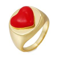 Brass Finger Ring gold color plated  & for woman & enamel Sold By PC