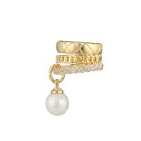 Cubic Zirconia Micro Pave Brass Earring with Shell Pearl plated & micro pave cubic zirconia & for woman Sold By PC