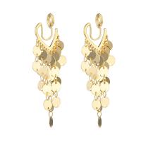 Boucles d'oreilles pendantes en laiton, Placage de couleur d'or, styles différents pour le choix & pour femme, 57x15mm, Vendu par paire