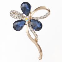 Crystal Brooch, Tibetan Style, with Crystal, Flower, gold color plated, Unisex & with rhinestone, more colors for choice, 55mm, 10PCs/Lot, Sold By Lot