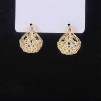 Brass Huggie Hoop Earring gold color plated for woman & with rhinestone & hollow nickel lead & cadmium free 18mm Sold By Pair