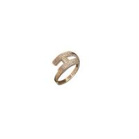 Cúbicos Circonia Micro Pave anillo de latón, metal, Letra H, chapado en color dorado, micro arcilla de zirconia cúbica & para mujer, libre de níquel, plomo & cadmio, 17mm, tamaño:6.5, Vendido por UD
