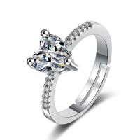 Cubic Zirconia Micro Pave Brass Ring, platinum color plated, Adjustable & micro pave cubic zirconia & for woman, Sold By PC
