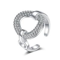 Cúbicos Circonia Micro Pave anillo de latón, metal, chapado en color de platina, Ajustable & micro arcilla de zirconia cúbica & para mujer, Vendido por UD