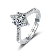 Cubic Zirconia Micro Pave Brass Ring platinum color plated Adjustable & micro pave cubic zirconia & for woman Sold By PC