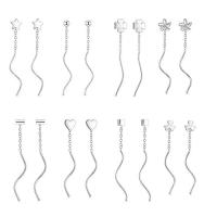 925 Sterling Silver Thread Through Earrings, different styles for choice & for woman, silver color, 45mm, Sold By Pair