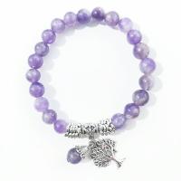 Quartz Bracelets Amethyst with Zinc Alloy for woman purple Length Approx 7.48 Inch Sold By PC
