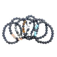 Gemstone Bracelets Lava with Gemstone & Unisex black 8mm Length Approx 7.48 Inch Sold By PC