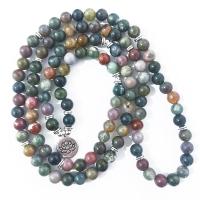 Indian Agate Bracelets with zinc alloy bead multilayer & Unisex mixed colors 8mm Approx Sold Per Approx 34.01 Inch Strand