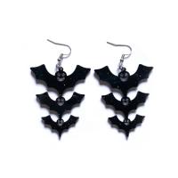 Acryl Drop Earring, Vleermuis, Halloween Jewelry Gift & voor vrouw, zwart, 75x45mm, Verkocht door pair