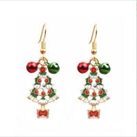 Christmas Earrings Zinc Alloy KC gold color plated Christmas Design & fashion jewelry & for woman & enamel nickel lead & cadmium free 35mm Sold By Pair