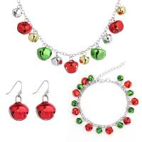 Christmas Jewelry Set Brass Jewelry Set bracelet & earring & necklace with 1.97inch extender chain nickel lead & cadmium free Christmas Design & three pieces & fashion jewelry & for woman platinum color plated Approx 17.72Inch  7.09Inch  Sold By Set