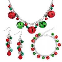 Brass Jewelry Set, bracelet & earring & necklace, with Iron, with 1.97inch extender chain, platinum color plated, Christmas Design & three pieces & fashion jewelry & for woman, nickel, lead & cadmium free, Length:Approx 18.9 Inch, Approx 7.48 Inch, Sold By Set