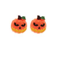 Resin Stud Earring Pumpkin Halloween Design & fashion jewelry & for woman Sold By Pair