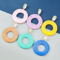 Oorbel sieraden, Zinc Alloy, met Rafidah grass, mode sieraden & voor vrouw & met strass, meer kleuren voor de keuze, 74x53mm, Verkocht door pair