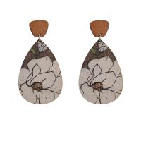 Wood Earring, with 304 Stainless Steel, fashion jewelry & for woman, more colors for choice, 70mm, 2Pairs/Bag, Sold By Bag