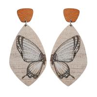 Wood Earring with Steel fashion jewelry & for woman 75mm Sold By Bag