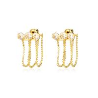 Messing Huggie Hoop Earring, gold plated, mode sieraden & micro pave zirconia & voor vrouw, gouden, 25mm, Verkocht door pair