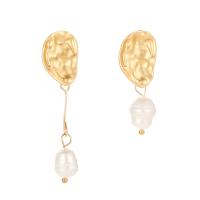Zinc Alloy Drop Earring with ABS Plastic Pearl gold color plated fashion jewelry & for woman golden Sold By Pair