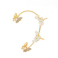 Tibetan Style Earring Cuff, with ABS Plastic Pearl, plated, fashion jewelry & micro pave cubic zirconia & for woman & enamel, more colors for choice, 60mm, Sold By PC