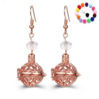 Brass Drop Earring, with Crystal, Round, plated, for woman & hollow, more colors for choice, nickel, lead & cadmium free, 20-30mm, Sold By Pair