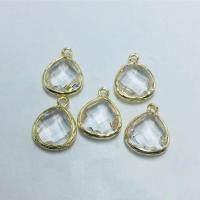 Crystal Pendants with Brass Teardrop gold color plated Unisex & faceted Approx Sold By Bag