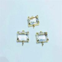 Crystal Connector, with Brass, Rectangle, gold color plated, DIY & faceted & 1/1 loop, more colors for choice, 8x14mm, Approx 30PCs/Bag, Sold By Bag