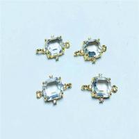 Crystal Connector, with Brass, Square, gold color plated, DIY & faceted & 1/1 loop, more colors for choice, 8x10mm, Approx 30PCs/Bag, Sold By Bag