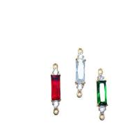 Crystal Connector, with Brass, Rectangle, gold color plated, DIY & faceted & 1/1 loop, more colors for choice, 6x21mm, Approx 30PCs/Bag, Sold By Bag