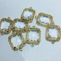 Crystal Connector, with Brass, Rectangle, gold color plated, DIY & faceted & 1/1 loop, more colors for choice, 10x12mm, Approx 50PCs/Bag, Sold By Bag