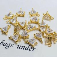 Crystal Connector, with Brass, Triangle, gold color plated, DIY & faceted & 1/1 loop, more colors for choice, 7mm, Approx 50PCs/Bag, Sold By Bag