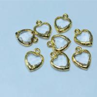 Crystal Pendant, with Brass, Heart, gold color plated, DIY & different styles for choice & faceted & 1/1 loop, Crystal Clear, Approx 50PCs/Bag, Sold By Bag
