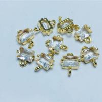 Crystal Connector, with Brass, Rectangle, gold color plated, DIY & faceted & 1/1 loop, more colors for choice, 5x8mm, Approx 50PCs/Bag, Sold By Bag