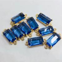 Crystal Connector, with Brass, Rectangle, gold color plated, DIY & faceted & 1/1 loop, more colors for choice, 8x16mm, Approx 50PCs/Bag, Sold By Bag
