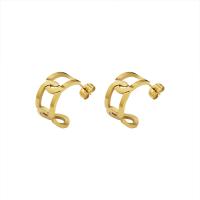 Titanium Steel  Earring, Vacuum Ion Plating, for woman, golden, 10x19mm, Sold By Pair