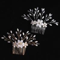 Decorative Hair Combs Brass with Plastic Pearl handmade fashion jewelry & for woman & with rhinestone nickel lead & cadmium free Sold By PC