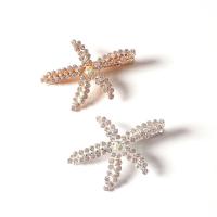Alligator Hair Clip, Tibetan Style, Starfish, fashion jewelry & for woman & with rhinestone, more colors for choice, nickel, lead & cadmium free, 65x50mm, Sold By PC