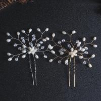 Hårpind, Messing, med Krystal & Plastic Pearl, mode smykker & for kvinde, flere farver til valg, nikkel, bly & cadmium fri, 110x85mm, Solgt af PC