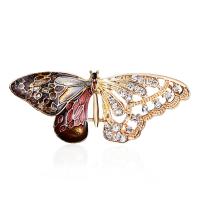 Rhinestone Brooch Zinc Alloy Butterfly plated fashion jewelry & for woman & with rhinestone nickel lead & cadmium free Sold By PC