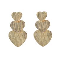 Boucles d'oreilles fer, coeur, bijoux de mode & pour femme, doré, protéger l'environnement, sans nickel, plomb et cadmium, 48mm, Vendu par paire