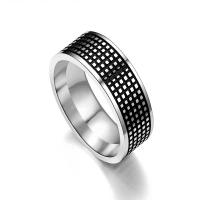 Anel de dedo de aço inoxidável, 201 Inox, joias de moda & tamanho diferente para a escolha & para o homem, preto, 8mm, vendido por PC