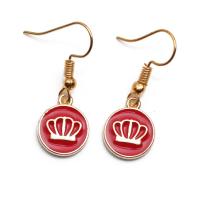 Tibetan Style Drop Earrings, Crown, gold color plated, fashion jewelry & for woman & enamel, more colors for choice, nickel, lead & cadmium free, 11x30mm, Sold By Pair