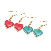 Tibetan Style Drop Earrings, Heart, gold color plated, fashion jewelry & for woman & enamel, more colors for choice, nickel, lead & cadmium free, 16x33mm, Sold By Pair