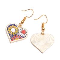Tibetan Style Drop Earrings, Heart, gold color plated, fashion jewelry & for woman & enamel, more colors for choice, nickel, lead & cadmium free, 21x38mm, Sold By Pair