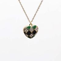 Zinc Alloy Jewelry Necklace 304 Stainless Steel Chain with zinc alloy pendant with 5cm extender chain Heart gold color plated Adjustable & fashion jewelry & for woman & enamel & with rhinestone Length 45 cm Sold By PC