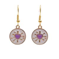 Tibetan Style Drop Earrings, Heart, gold color plated, fashion jewelry & for woman & enamel, more colors for choice, nickel, lead & cadmium free, 10x10mm, Sold By Pair